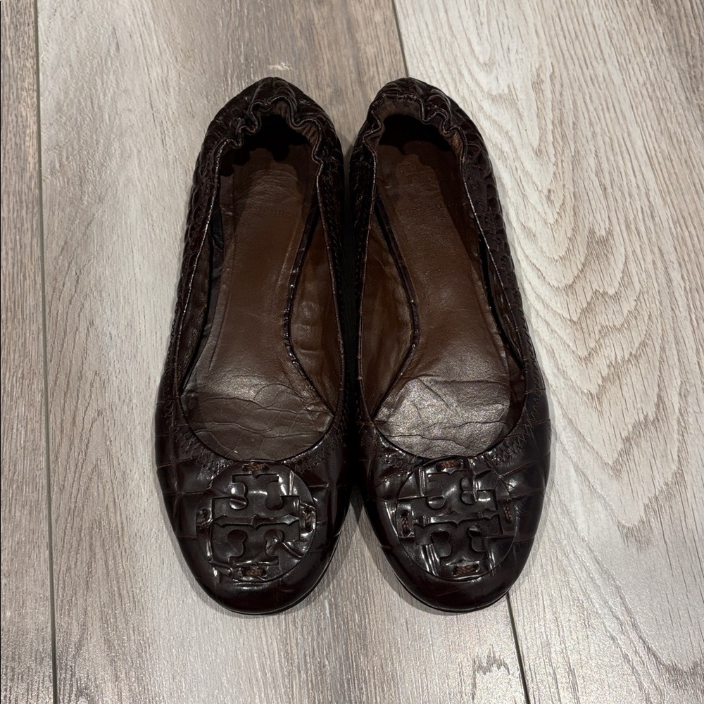 Tory Burch  "REVA" CROC EMBOSSED BALLET FLATS, Size 7